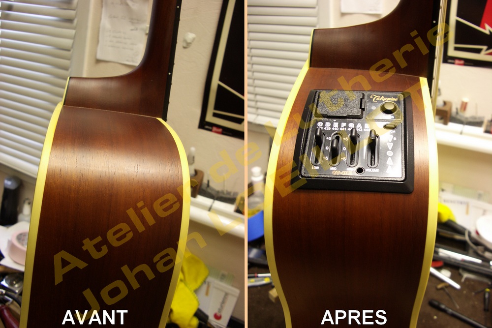 Electrification d'une guitare acoustique Takamine EG