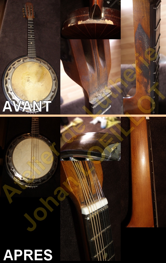 Restauration d'une vieille mandoline (banjo-mandoline/banjoline)